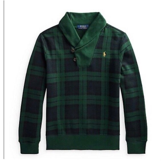 Polo Ralph Lauren Seasonal Fleece-Isposhawl Plaid‎ Green Blue Set Boys L (14/16) - Picture 3 of 12